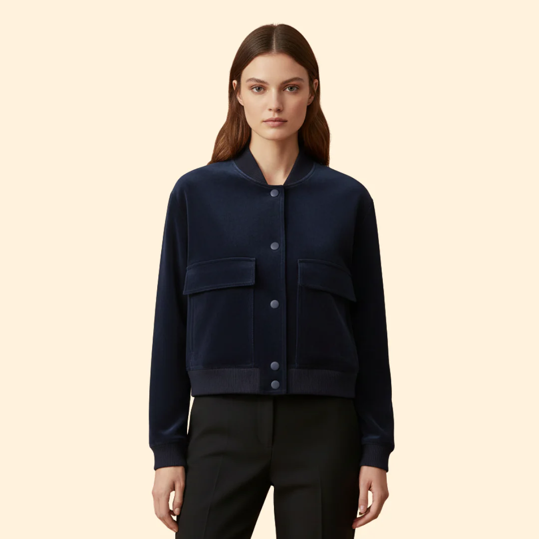 Women’s Bomber Jacket with Front Flap Pockets - Image 2