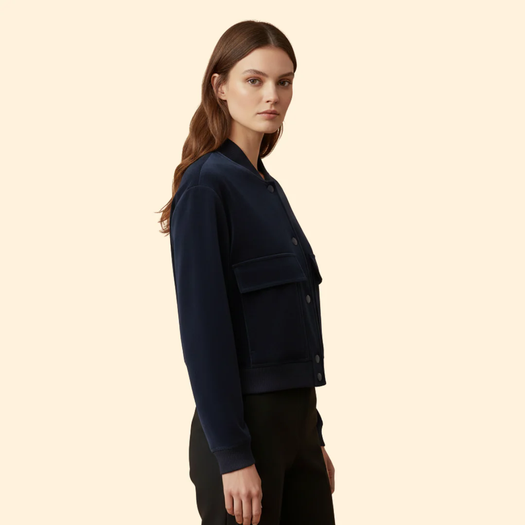 Women’s Bomber Jacket with Front Flap Pockets - Image 3