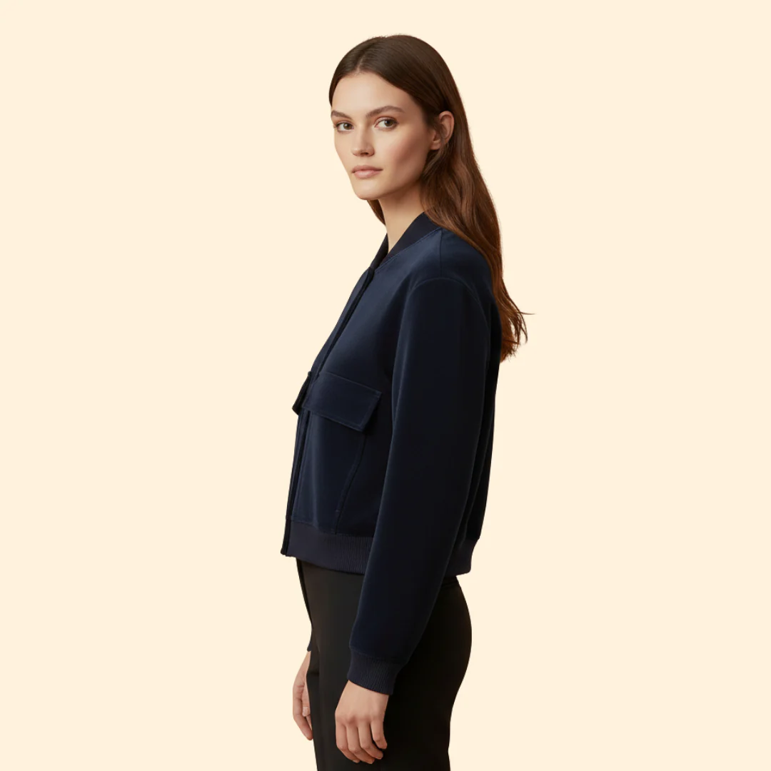 Women’s Bomber Jacket with Front Flap Pockets - Image 5