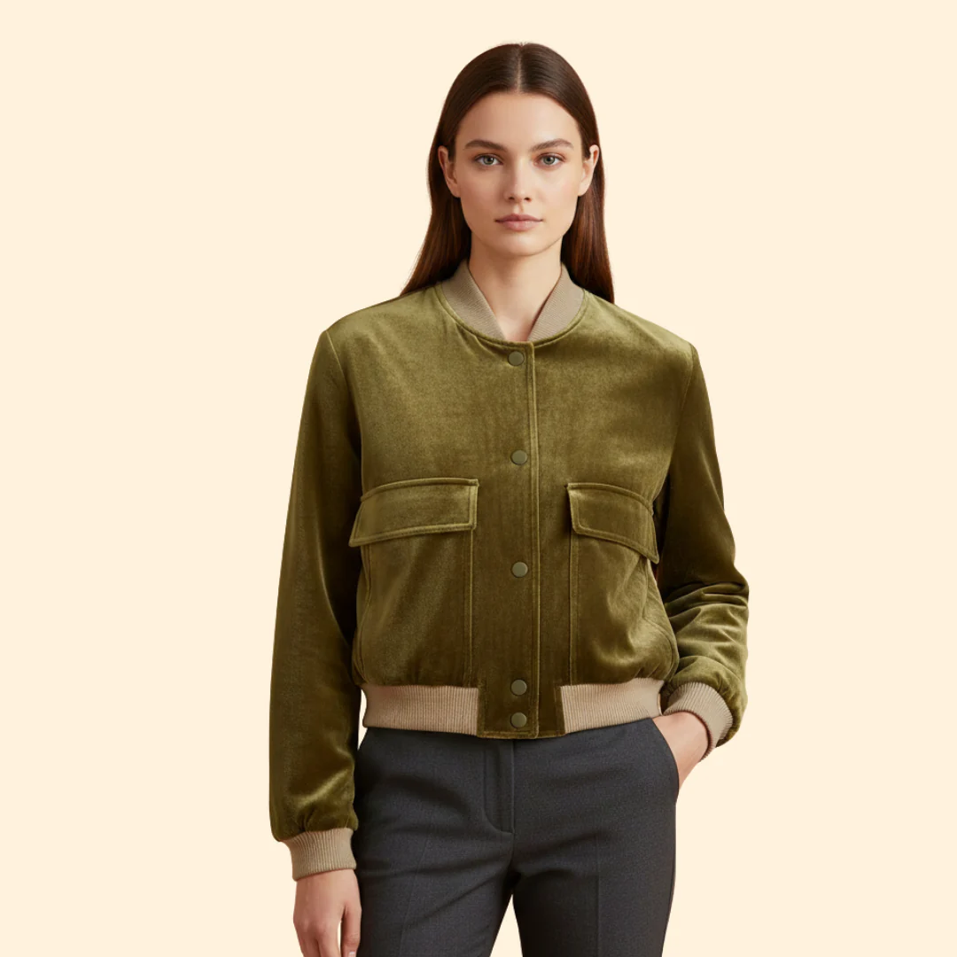 Women’s Bomber Jacket with Front Flap Pockets - Image 6