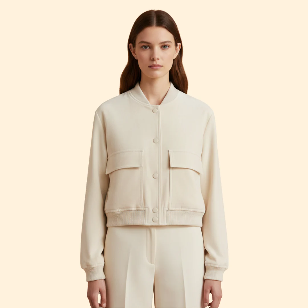 Women’s Bomber Jacket with Front Flap Pockets - Image 7