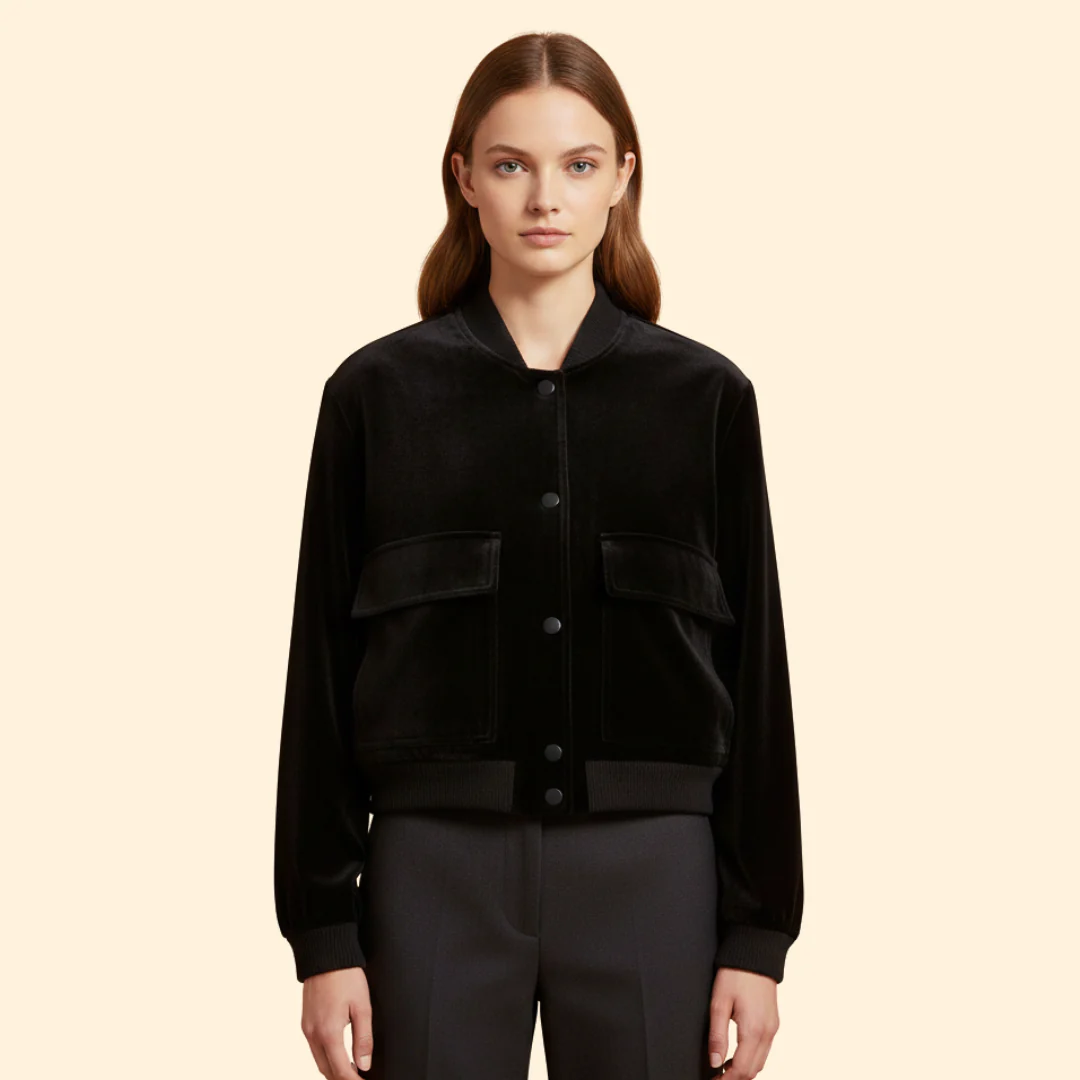 Women’s Bomber Jacket with Front Flap Pockets - Image 8