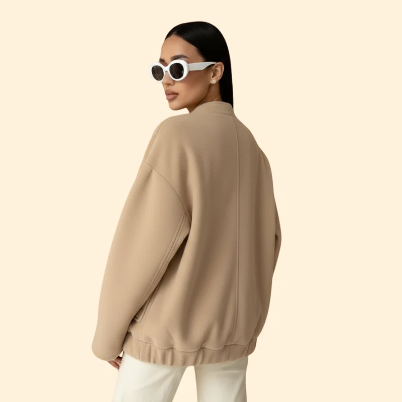 Women’s Bomber Jacket with Front Snap Closure - Image 3