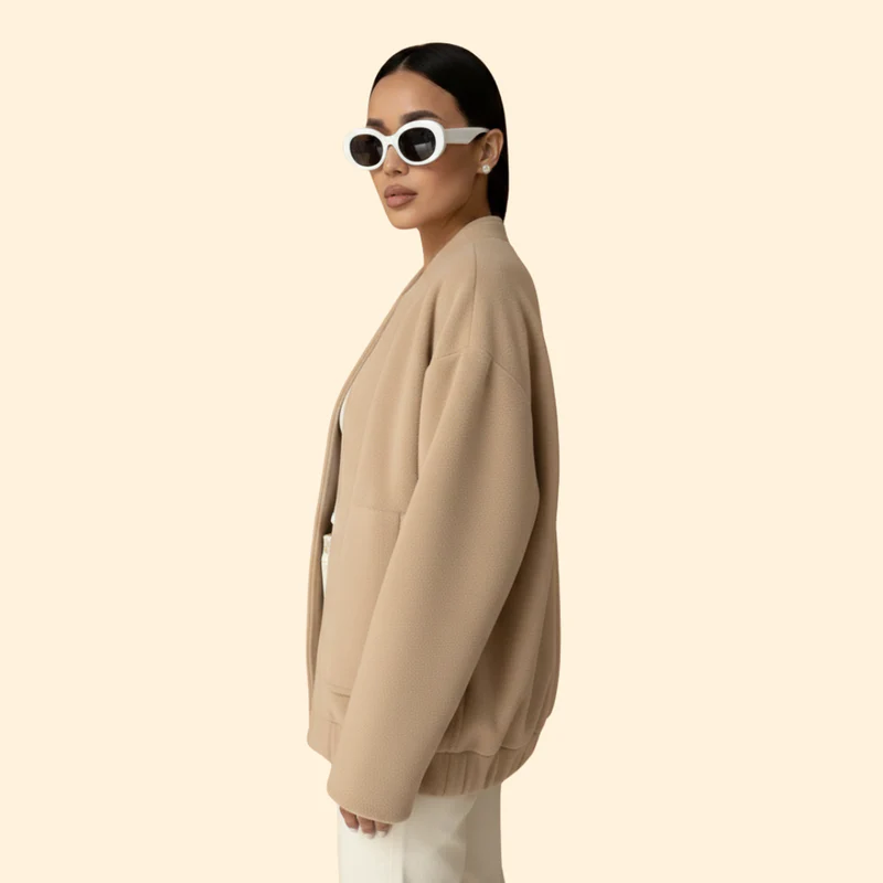 Women’s Bomber Jacket with Front Snap Closure - Image 4