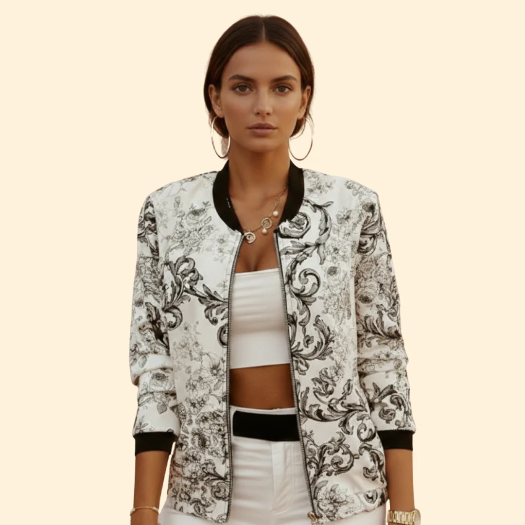Women’s Bomber Jacket with Front Zip Closure - Image 6