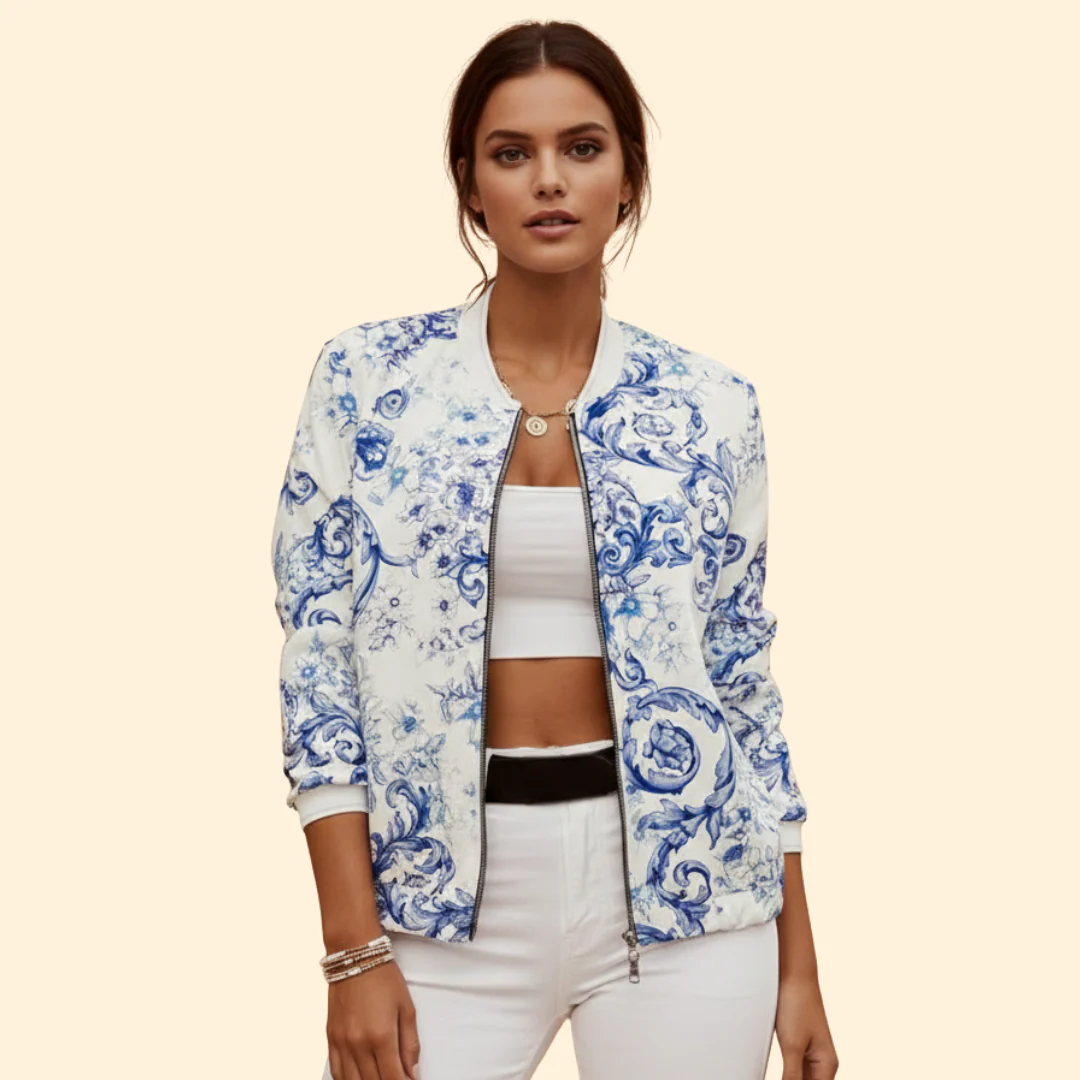 Women’s Bomber Jacket with Front Zip Closure - Image 7