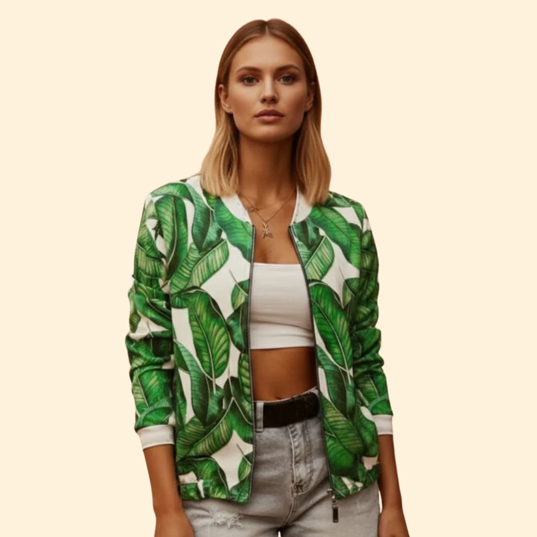 Women’s Bomber Jacket with Front Zip Closure - Image 8
