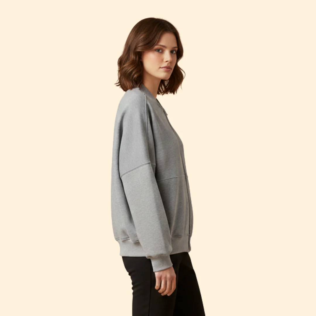 Women’s Bomber Jacket with Front Zipper - Image 3