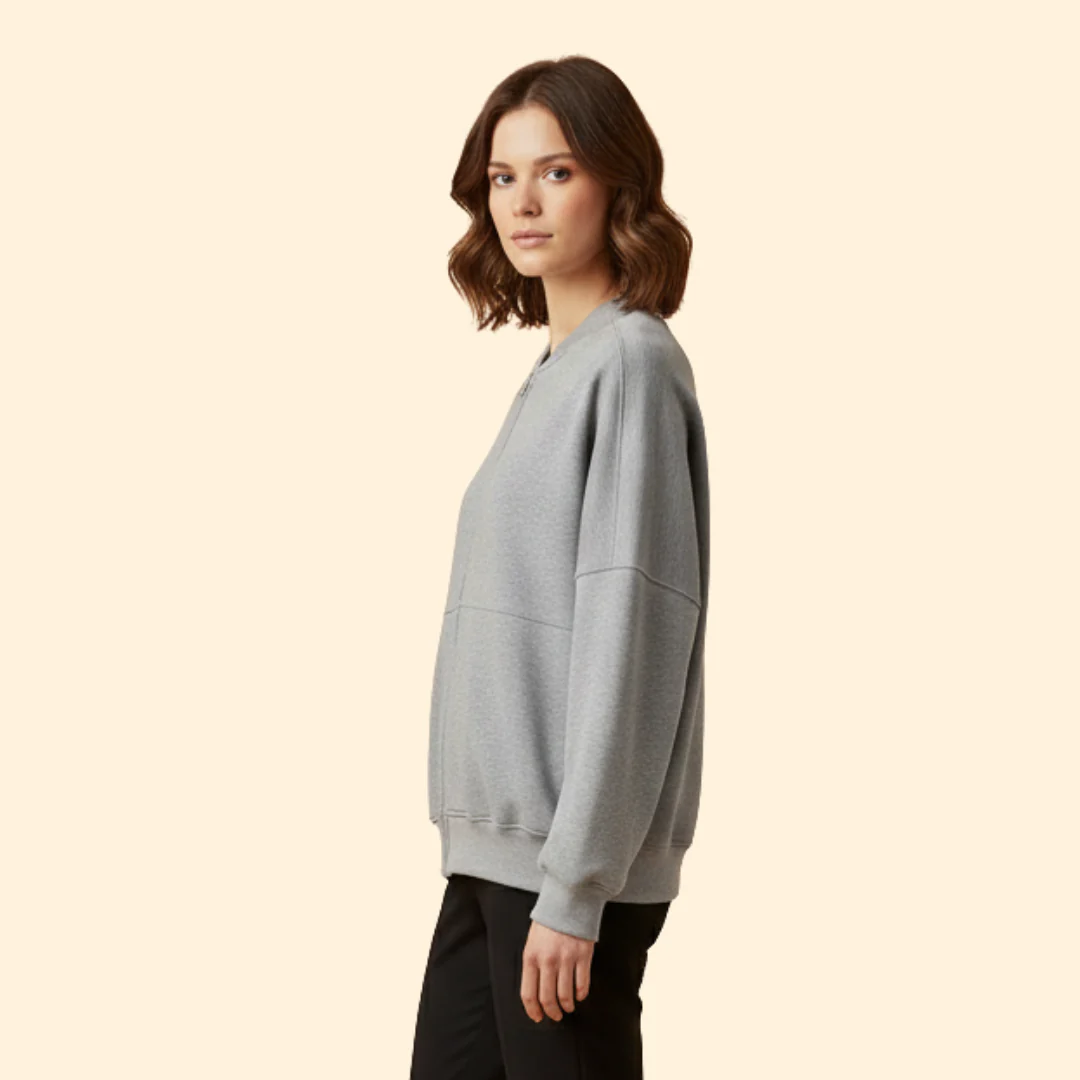 Women’s Bomber Jacket with Front Zipper - Image 5