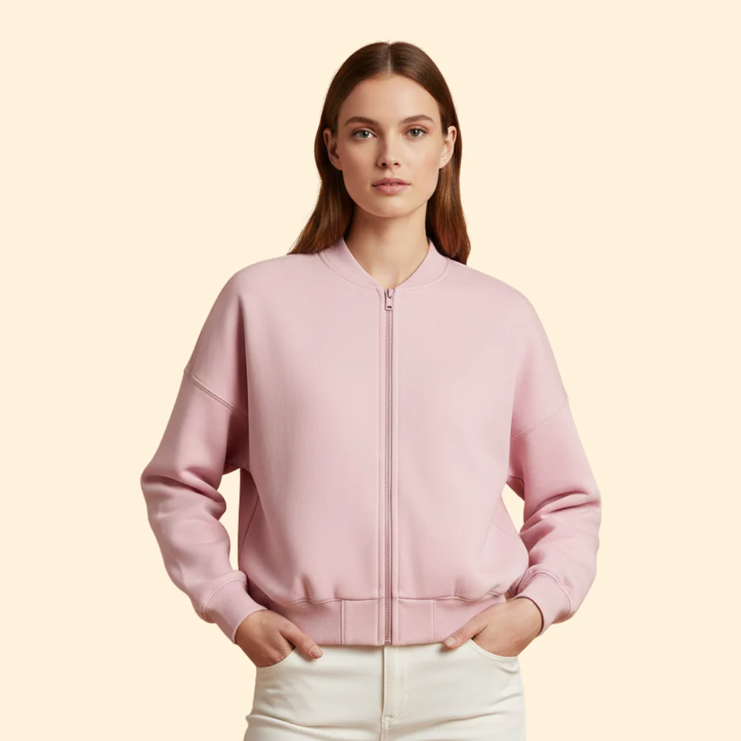 Women’s Bomber Jacket with Front Zipper - Image 6