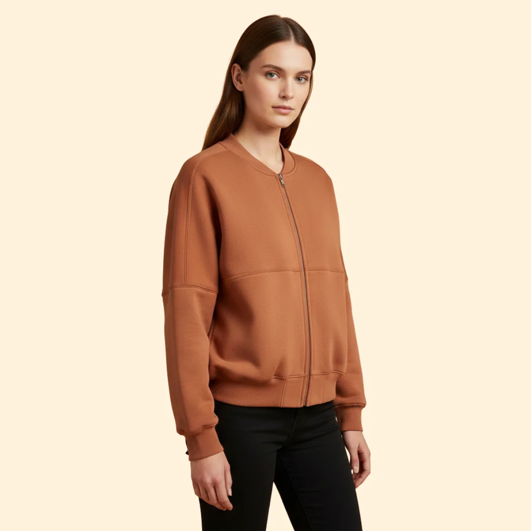 Women’s Bomber Jacket with Front Zipper - Image 9