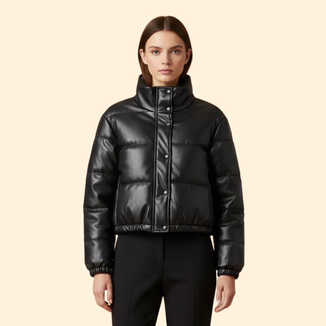 Women’s Bomber Jacket with High Stand Colla - Image 2
