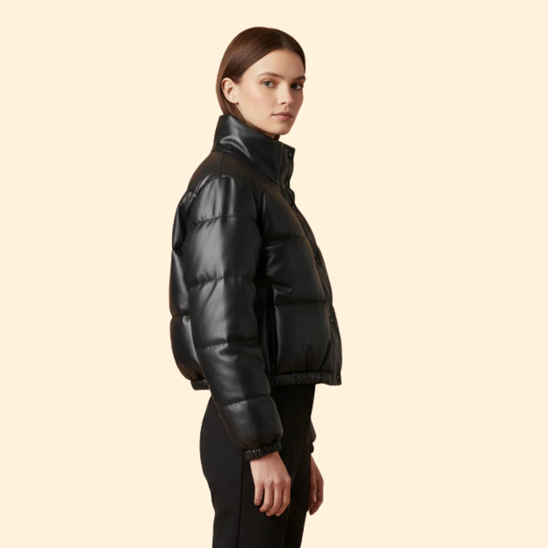 Women’s Bomber Jacket with High Stand Colla - Image 3