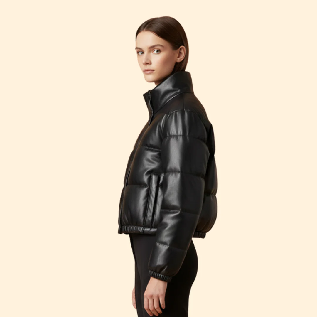 Women’s Bomber Jacket with High Stand Colla - Image 5