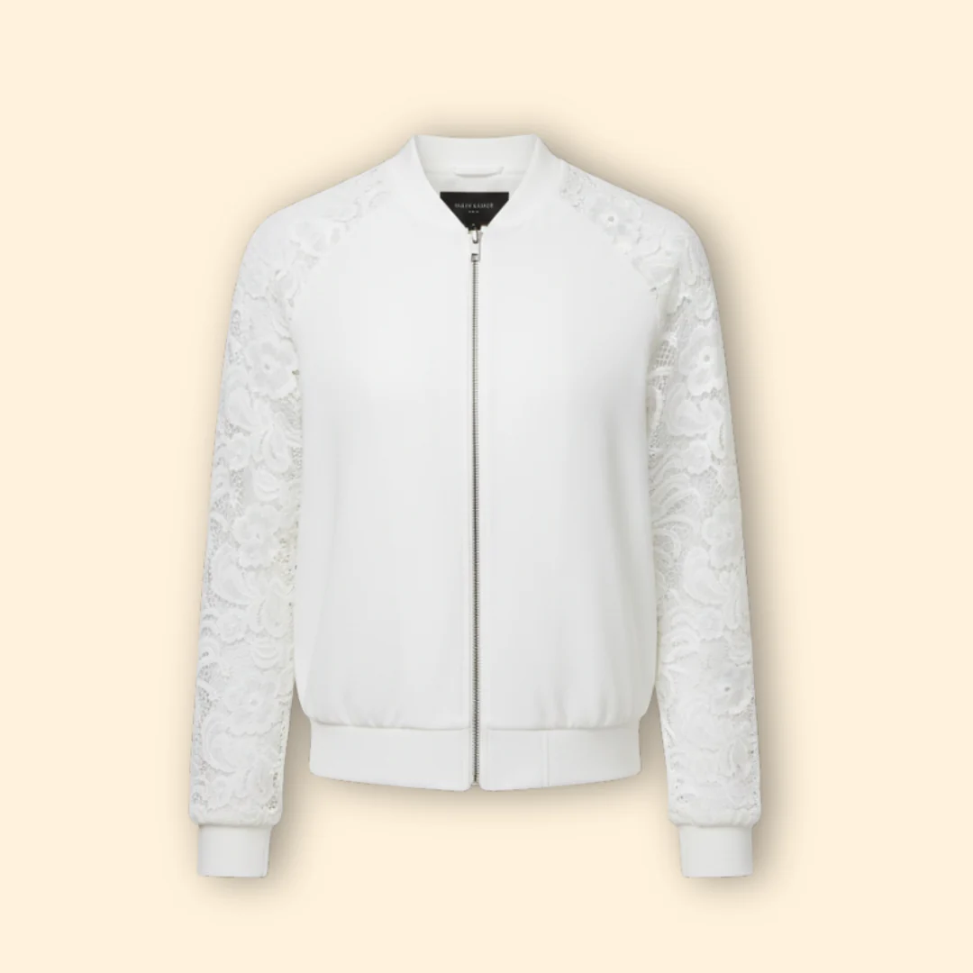 Women’s Bomber Jacket with Lace Sleeve Detail