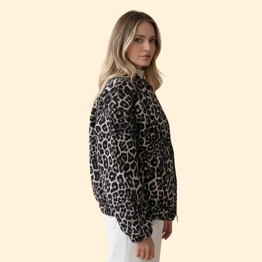 Women’s Bomber Jacket with Leopard Print - Image 3