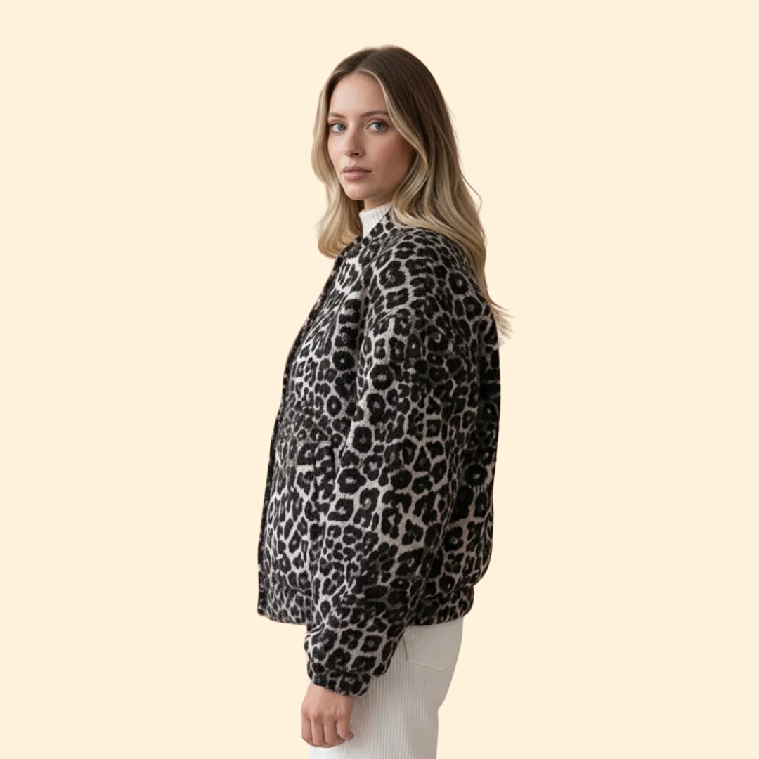 Women’s Bomber Jacket with Leopard Print - Image 5