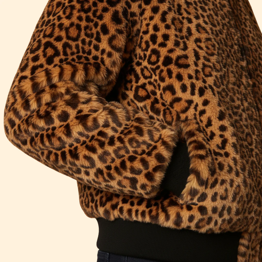 Women’s Bomber Jacket with Leopard Print Pattern - Image 4