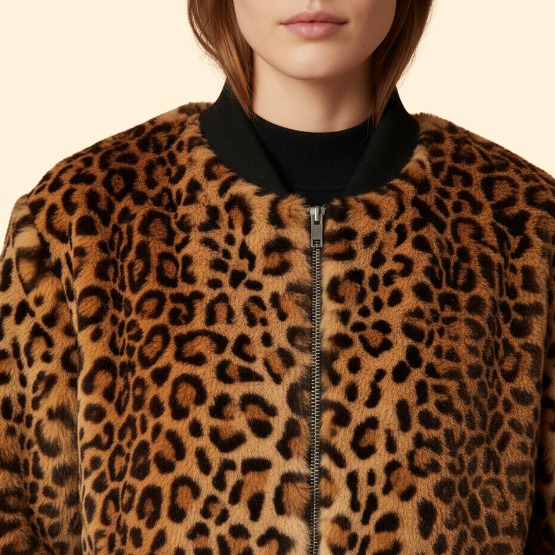 Women’s Bomber Jacket with Leopard Print Pattern - Image 6