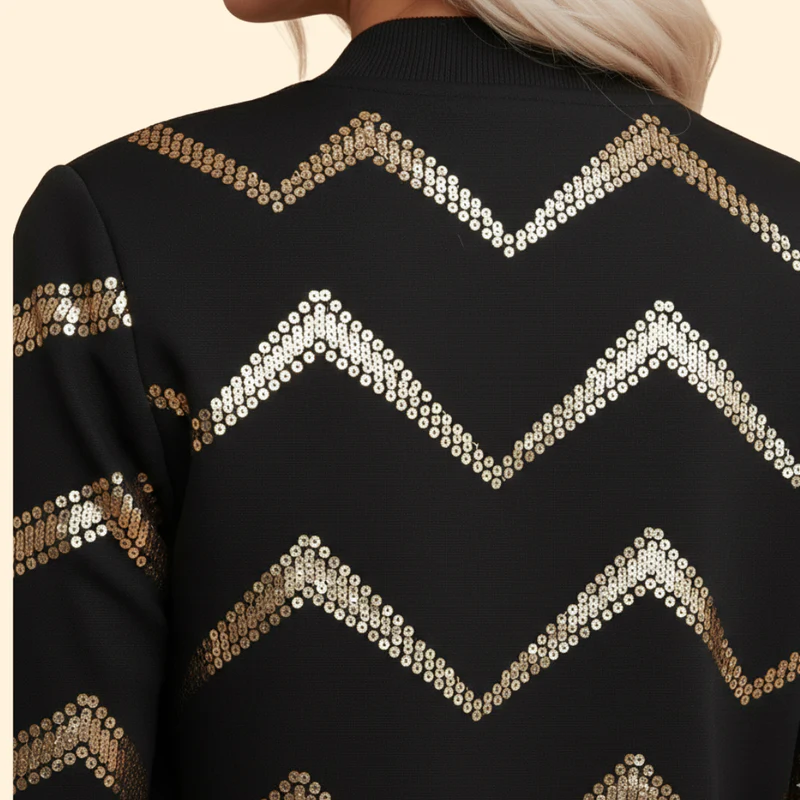 Women’s Bomber Jacket with Metallic Zipper Details - Image 4