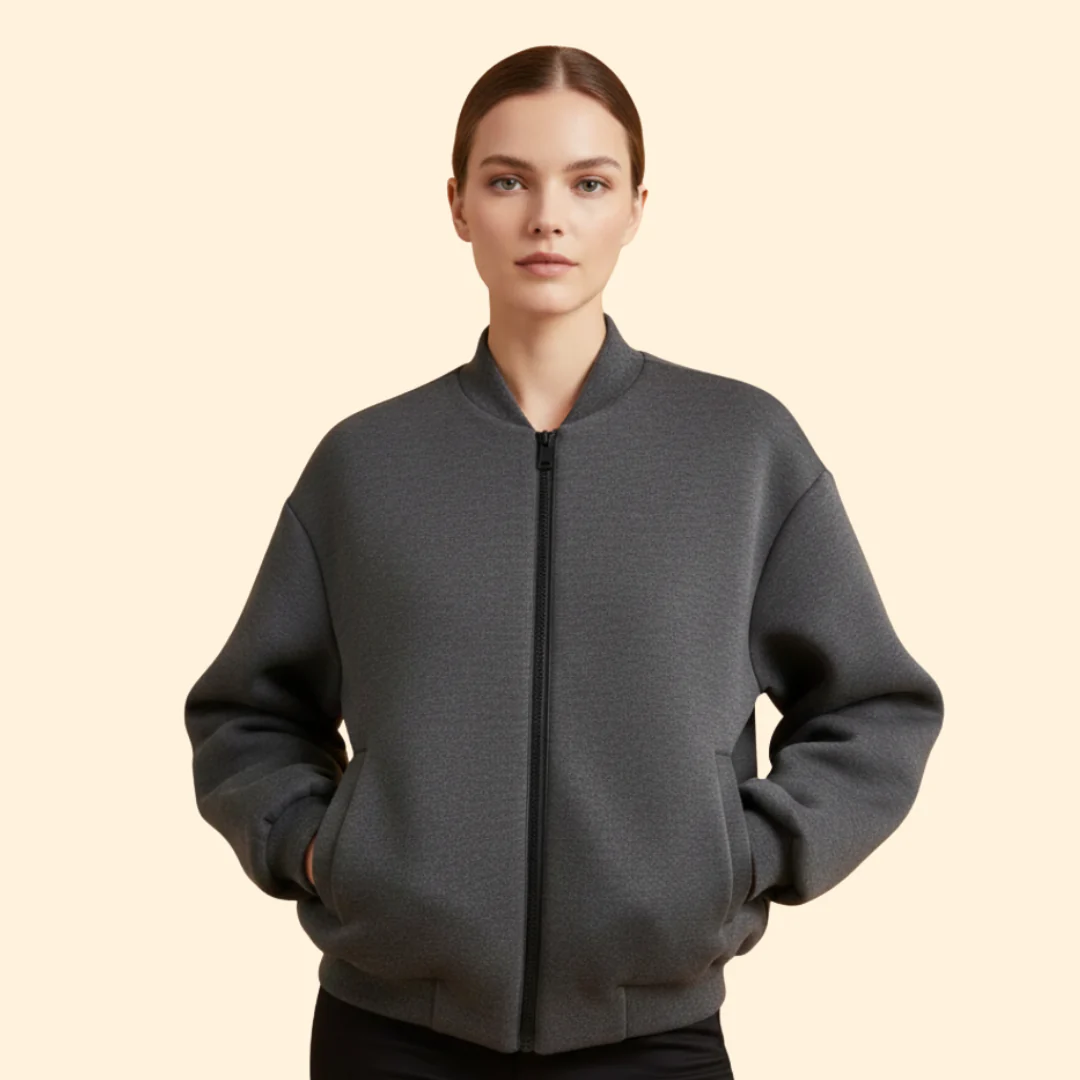 Women’s Bomber Jacket with Oversized Sleeve Design - Image 2