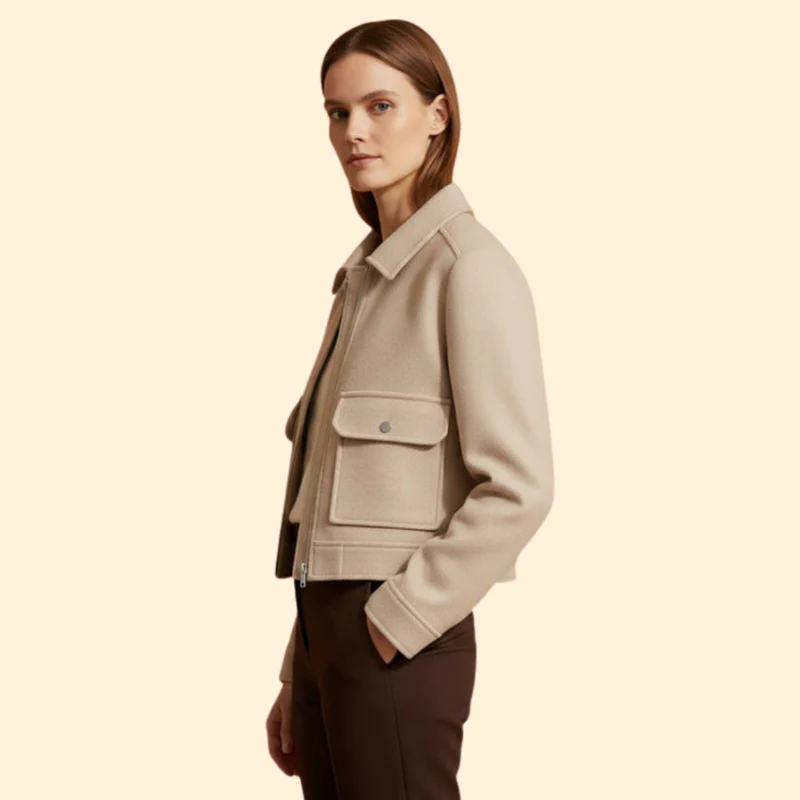 Women's  Bomber Jacket with Patch Pockets - Image 3