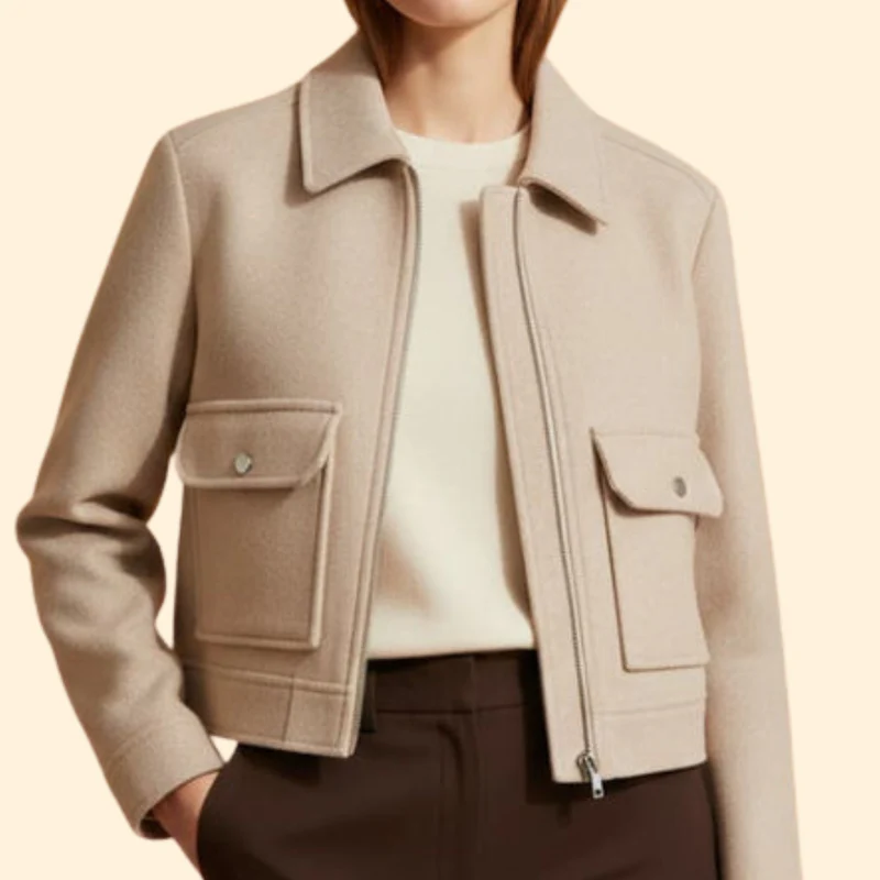 Women's  Bomber Jacket with Patch Pockets - Image 5