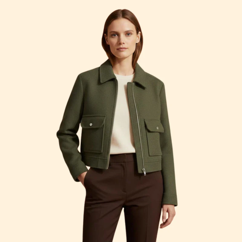 Women's  Bomber Jacket with Patch Pockets - Image 7
