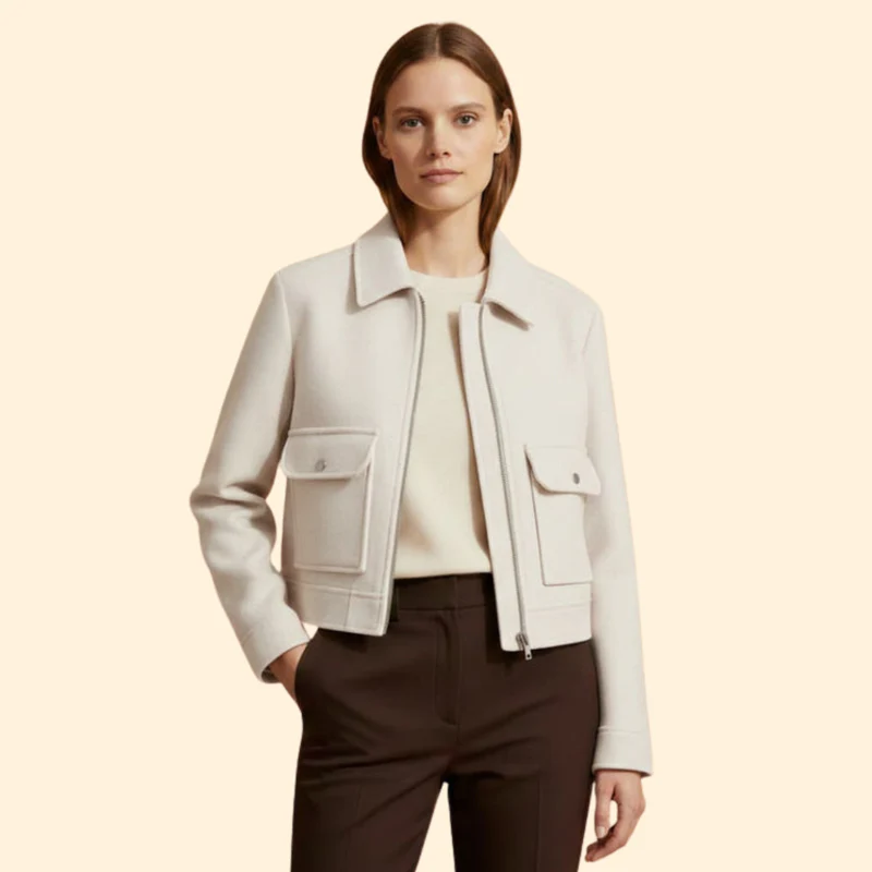 Women's  Bomber Jacket with Patch Pockets - Image 8
