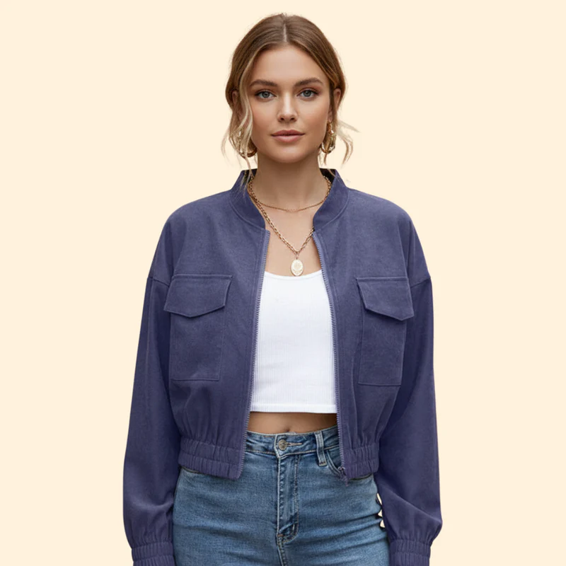 Women’s Bomber Jacket with Pockets - Image 3