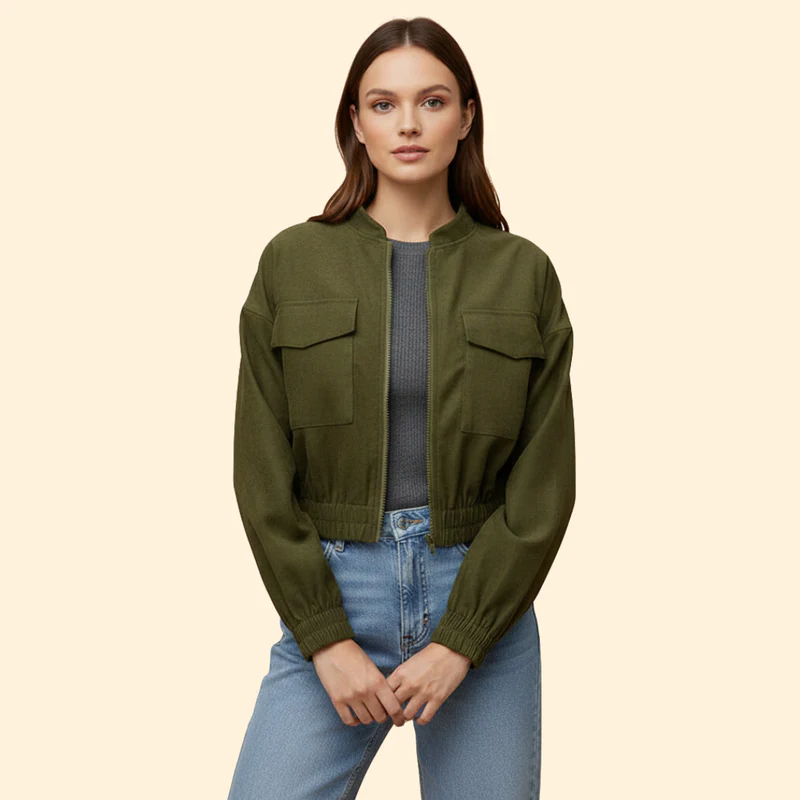 Women’s Bomber Jacket with Pockets - Image 8