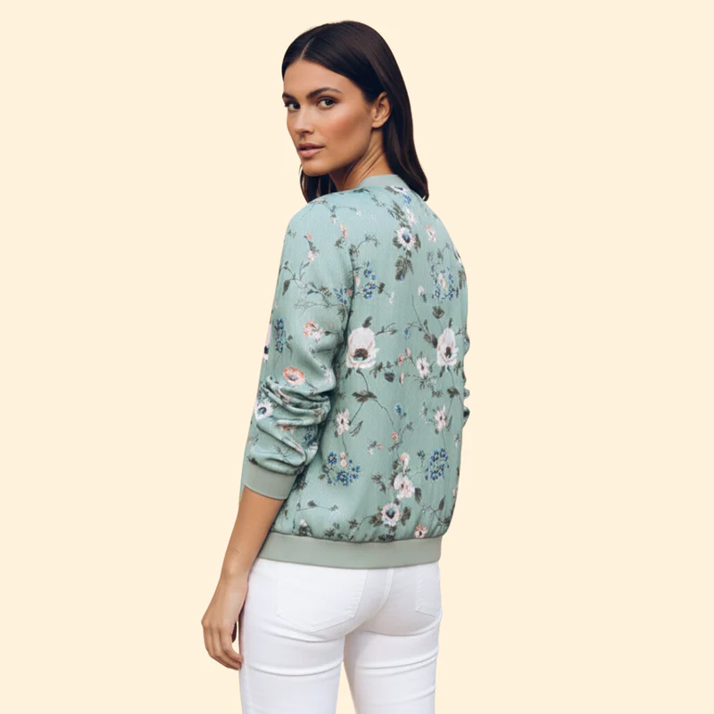 Women’s Bomber Jacket with Ribbed Cuff Detailing - Image 5