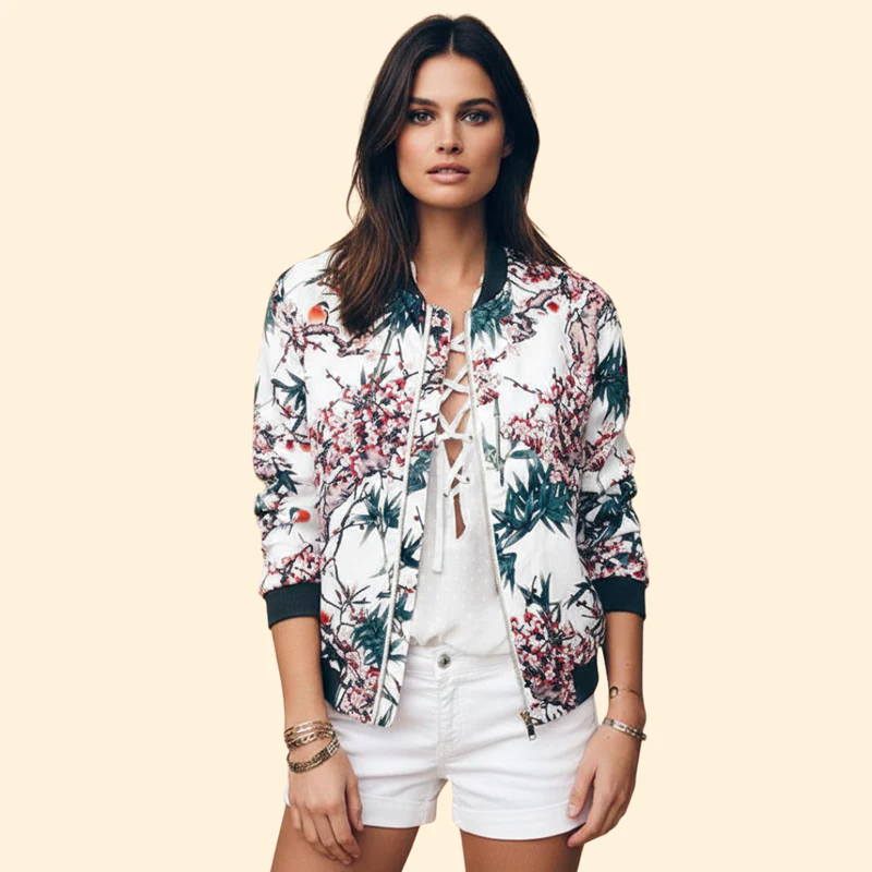 Women’s Bomber Jacket with Ribbed Cuff Detailing - Image 6