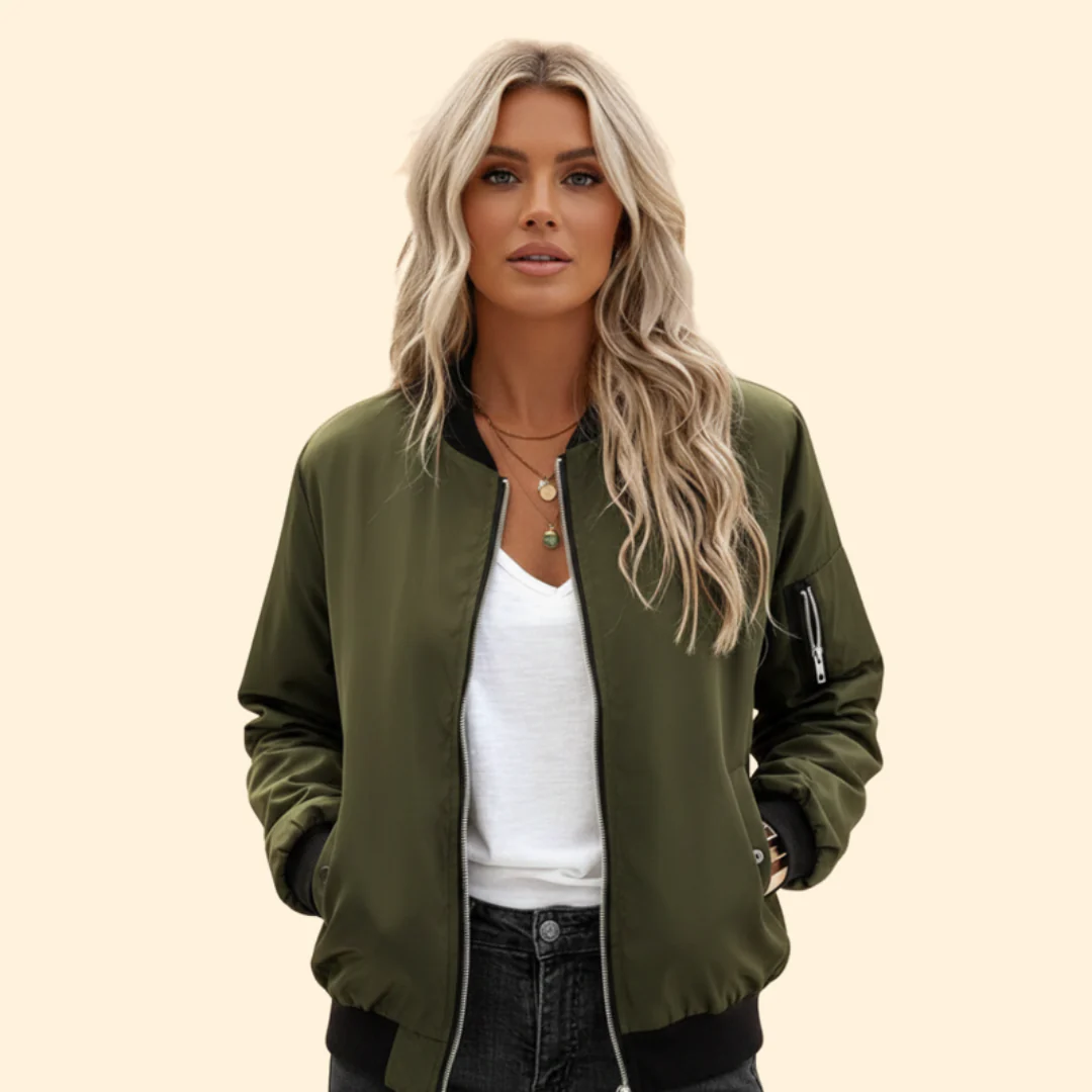 Women’s Bomber Jacket with Ribbed Cuffs - Image 6