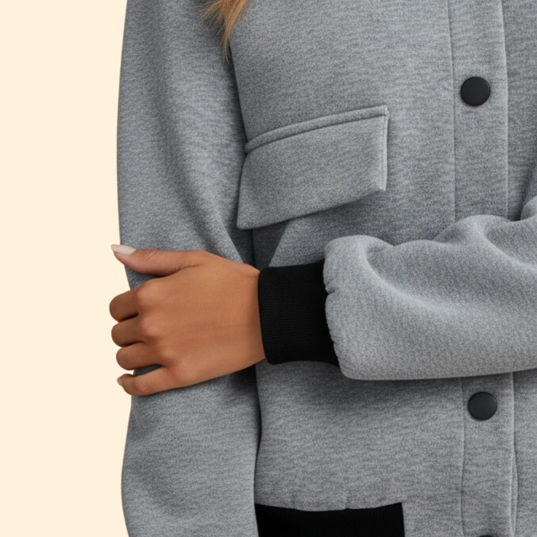 Women’s Bomber Jacket with Ribbed Cuffs and Hem - Image 4