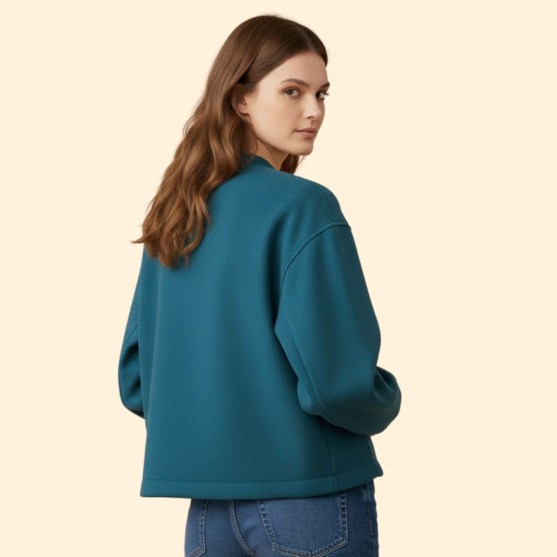 Women’s Bomber Jacket with Ribbed Cuffs and Pockets - Image 3