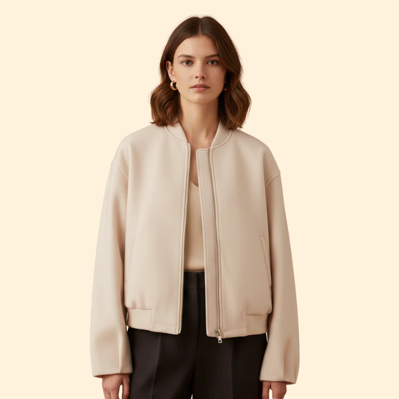 Women’s Bomber Jacket with Ribbed Cuffs and Pockets - Image 8
