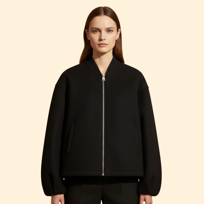 Women’s Bomber Jacket with Ribbed Cuffs and Pockets - Image 9