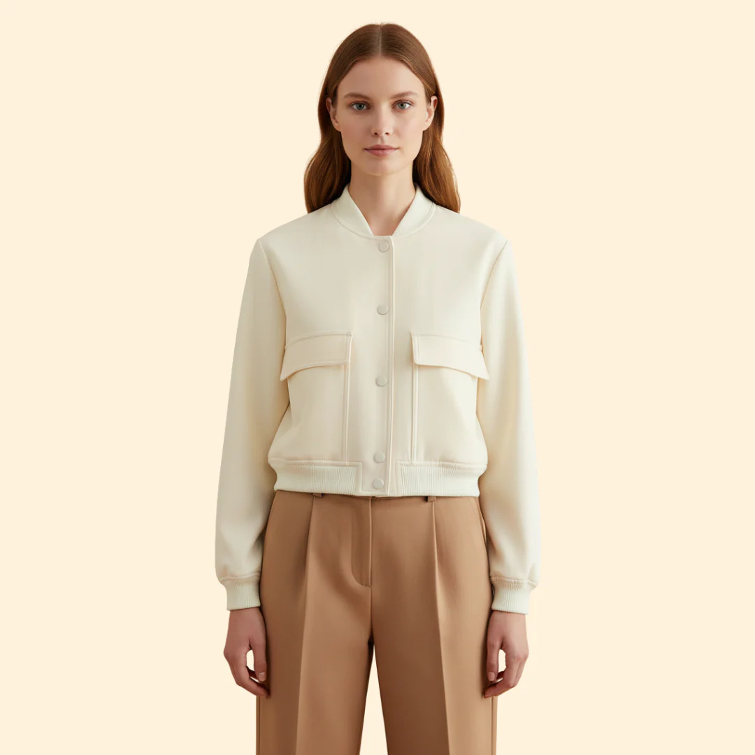 Women’s Bomber Jacket with Ribbed Hem and Pockets - Image 10