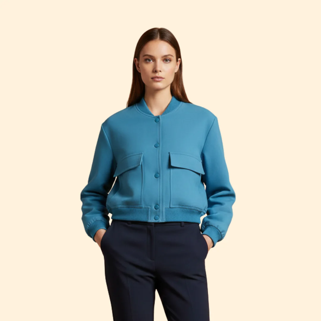 Women’s Bomber Jacket with Ribbed Hem and Pockets - Image 12