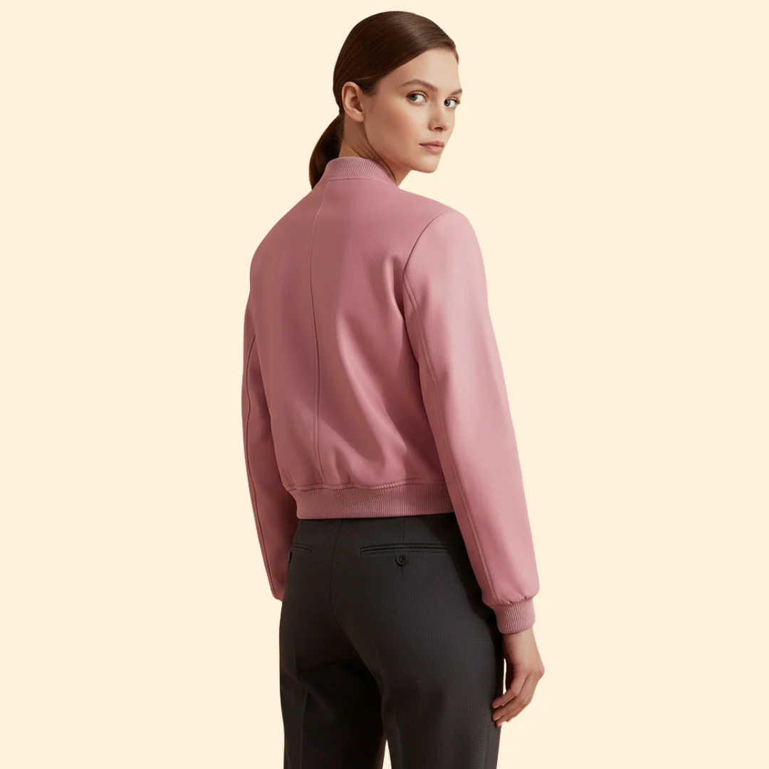 Women’s Bomber Jacket with Ribbed Hem and Pockets - Image 3