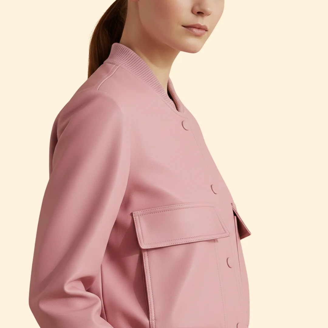 Women’s Bomber Jacket with Ribbed Hem and Pockets - Image 4