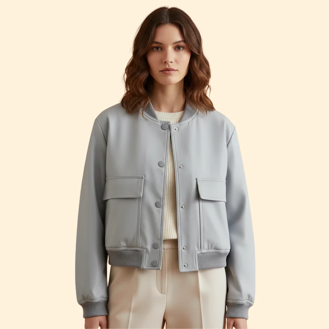 Women’s Bomber Jacket with Ribbed Hem and Pockets - Image 8