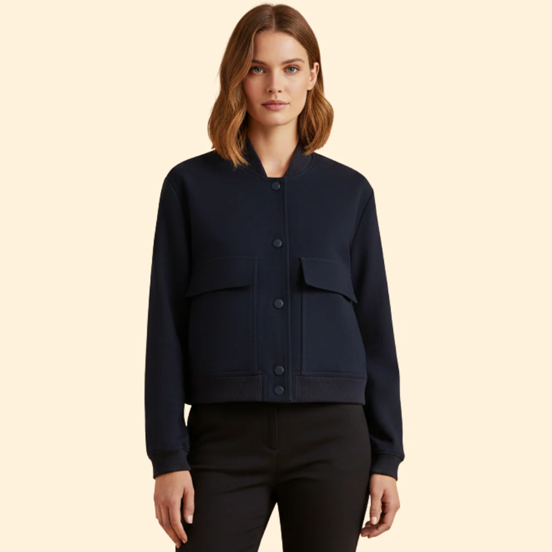 Women’s Bomber Jacket with Ribbed Hem and Pockets - Image 9