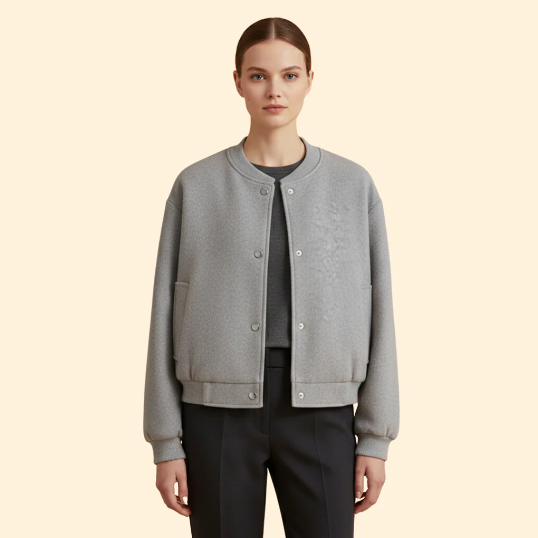 Women’s Bomber Jacket with Snap Button Closure - Image 2