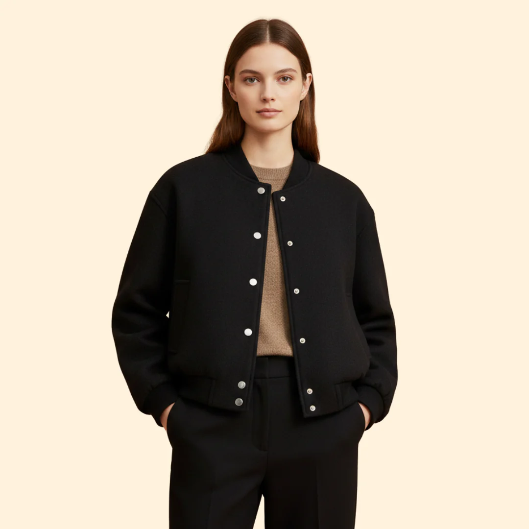 Women’s Bomber Jacket with Snap Button Closure - Image 6
