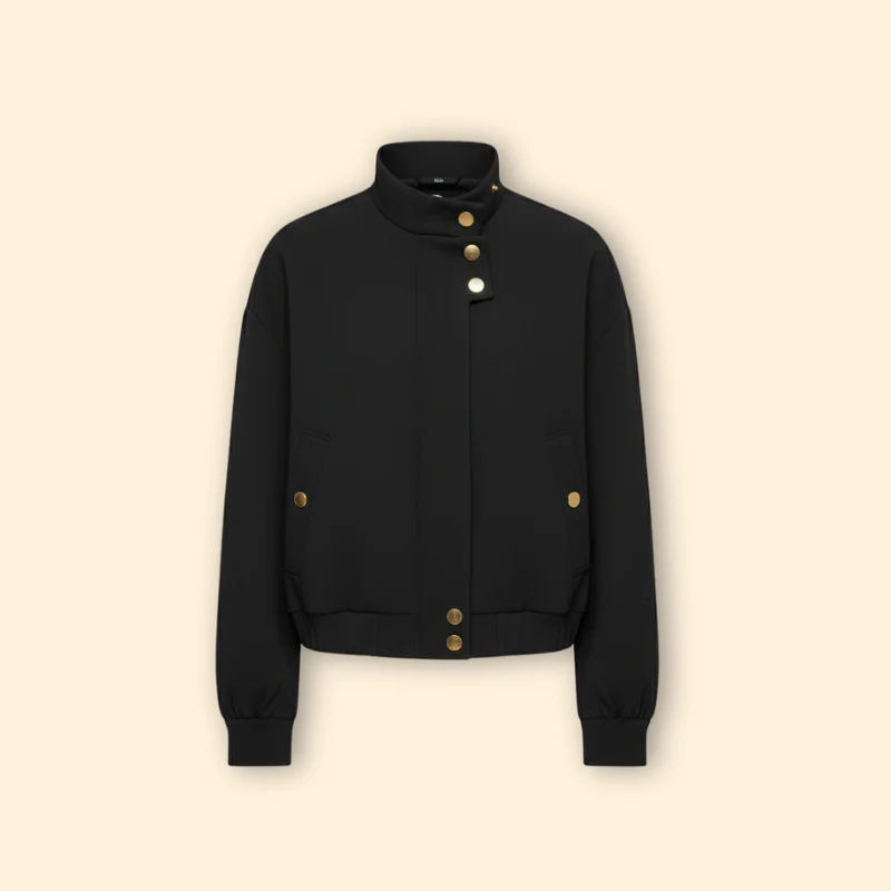 Women’s Bomber Jacket with Snap Button Details