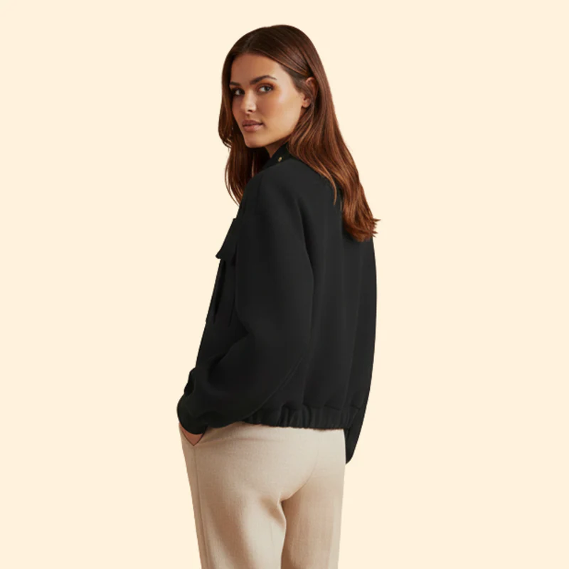 Women’s Bomber Jacket with Snap Button Details - Image 4