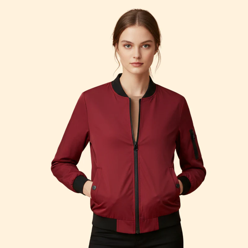 Women's Bomber Jacket with Sporty Collar - Image 12