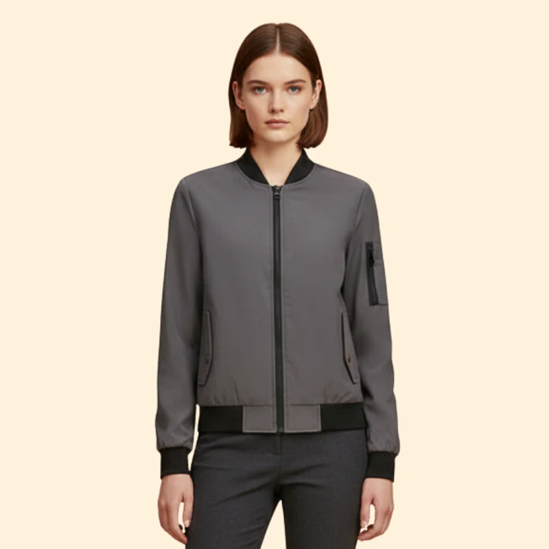 Women's Bomber Jacket with Sporty Collar - Image 13